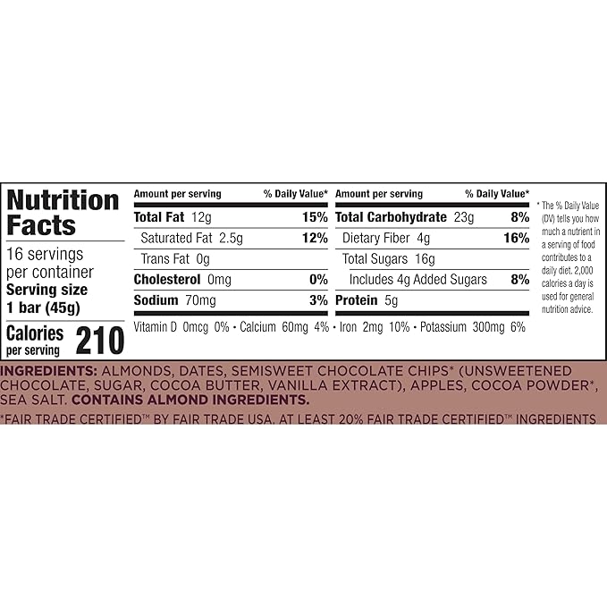 Larabar Almond Butter Chocolate Chip, Gluten Free Vegan Bars, 16 ct