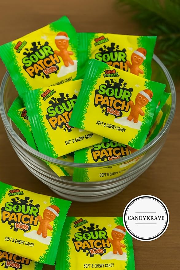 SourPatch Kids Holiday Edition – Soft & Chewy Sour Candy – Individually Wrapped Treat-Size Pack – 2 lb Bulk (Approx. 70–80 Packs) – Perfect for Christmas Stockings, Party Favors & Candy Bowls