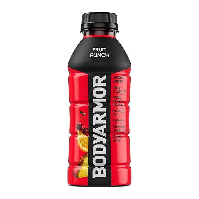 BODYARMOR Sports Drink, Fruit Punch, Electrolyte Drink Hydration, 16 Fl Oz Bottles (12 Pack), Flavored Coconut Water with B Vitamins & Antioxidants