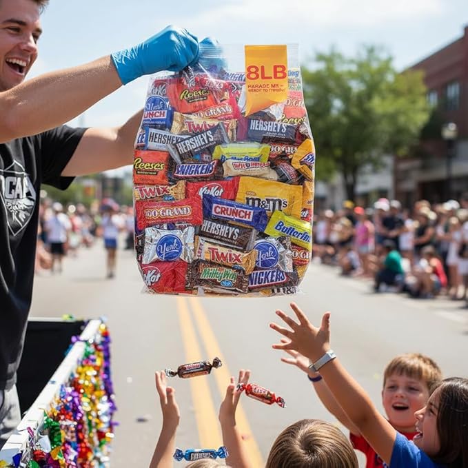 Bulk Chocolate Candy Variety Pack - 8lb Bulk Candy Assortment - Individually Wrapped Chocolate Candy for Party Favors, Parades, Office Snacks, Gift Bags & Pinatas - 8 Pound Box of Assorted Chocolate Candy Mix