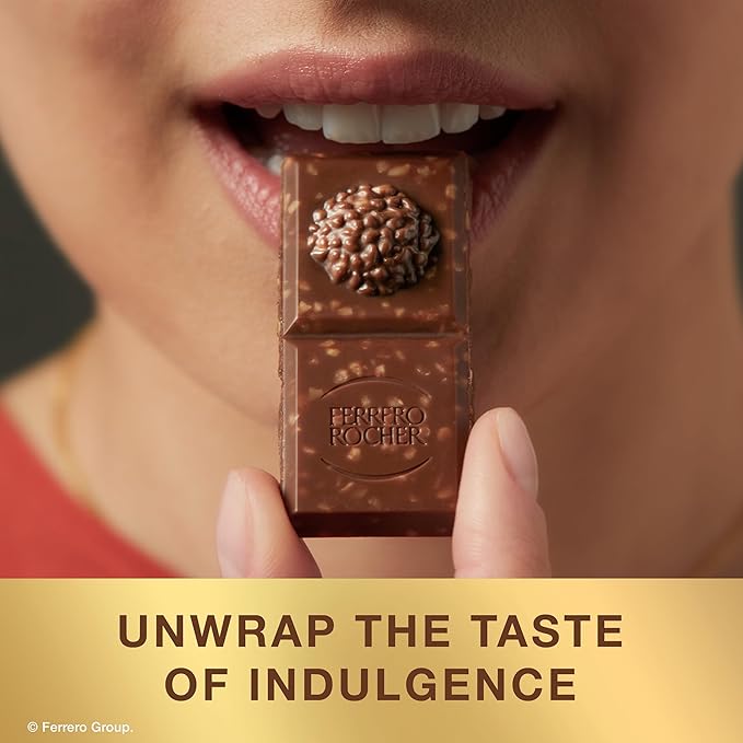 Ferrero Rocher Milk Chocolate Hazelnut Bar, with Cocoa Filling , Valentine's Day Chocolate Gift, 3.1oz