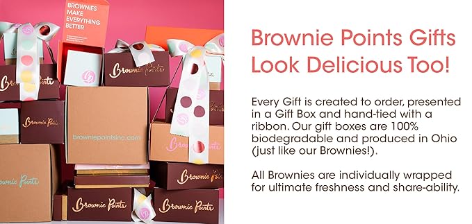 Brownie Points Baby Brownies, 6-Individually Wrapped, Gift Box and Gifts Baskets for all Occasions, Fudge Chocolate Brownies, Baked from Scratch, Made with Fine and Fresh Ingredients, Gourmet Desserts