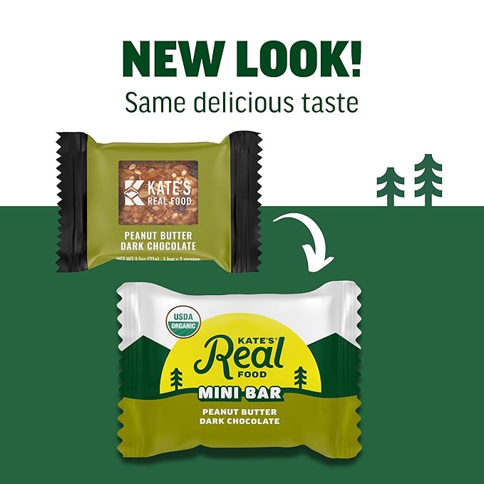 Kate’s Real Food Organic Energy Bars, Non-GMO, All-Natural Ingredients, Gluten-Free and Soy-Free Healthy Snack with Natural Flavors, Peanut Butter and Dark Chocolate (Pack of 12)