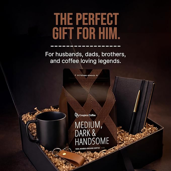 Couple’s Coffee Ground Coffee | Smooth Medium Dark Roast Blend | Gives Back to Military Families | Medium Dark and Handsome | Made with 100% Arabica Beans | 12oz