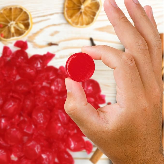 Cinnamon Hard Candy Discs 2 lbs Bulk Pack Christmas Candies - Approx. 150 Individually Wrapped Spicy Cinnamon Flavored Hard Candies for Parties, Offices & Treats - Taboom