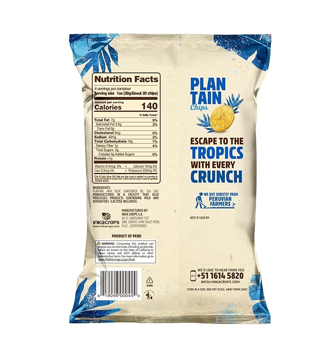 Inka Crops Sea Salt Plantains, 4-Ounce bags (Pack of 12)
