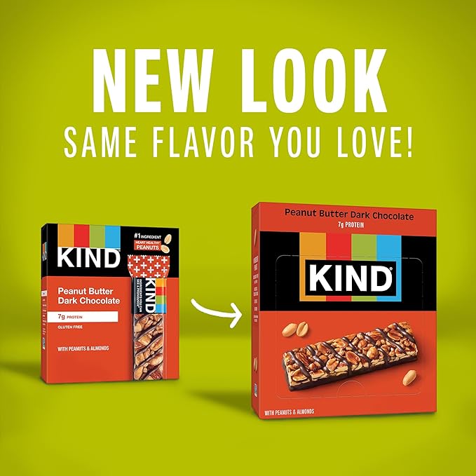 KIND Nut Bars, Peanut Butter Dark Chocolate, Healthy Snacks, Gluten Free, 8g Protein, 24 Count