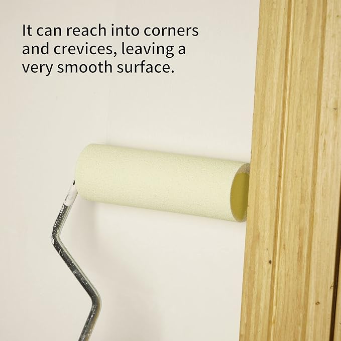 Voomey 4 Inch Foam Paint Roller, High Density Flat Head Foam Mini Paint Roller(Pack of 24), Home Painting Supplies，Paint Edger Tool for Walls，Suitable for Kitchen Cabinets, Doors, Tables, Etc