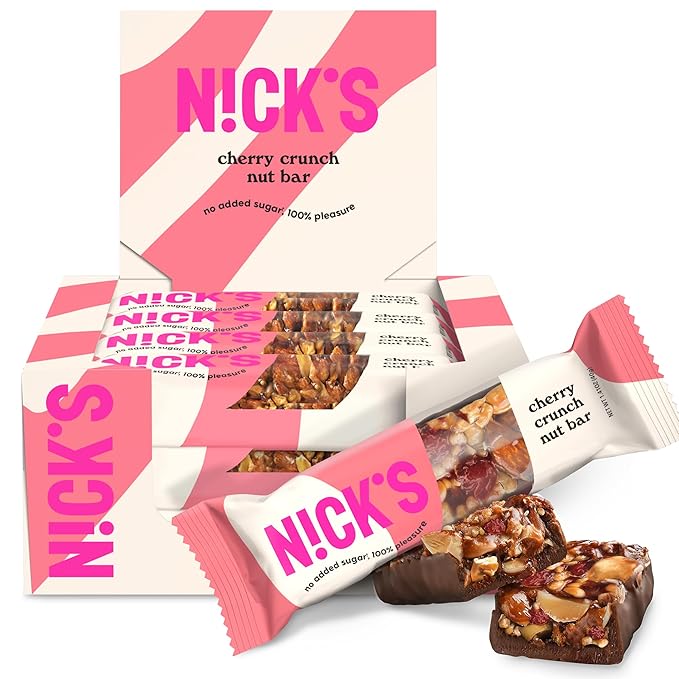 NICKS Keto Nut Bar Cherry Cashew Almond Chocolate, Keto Snack with 2g Sugar & 5g Net Carbs – Low Carb, High Flavor Protein Snack for Sports, Hiking & On-the-Go (pack of 12) 40.0 grams