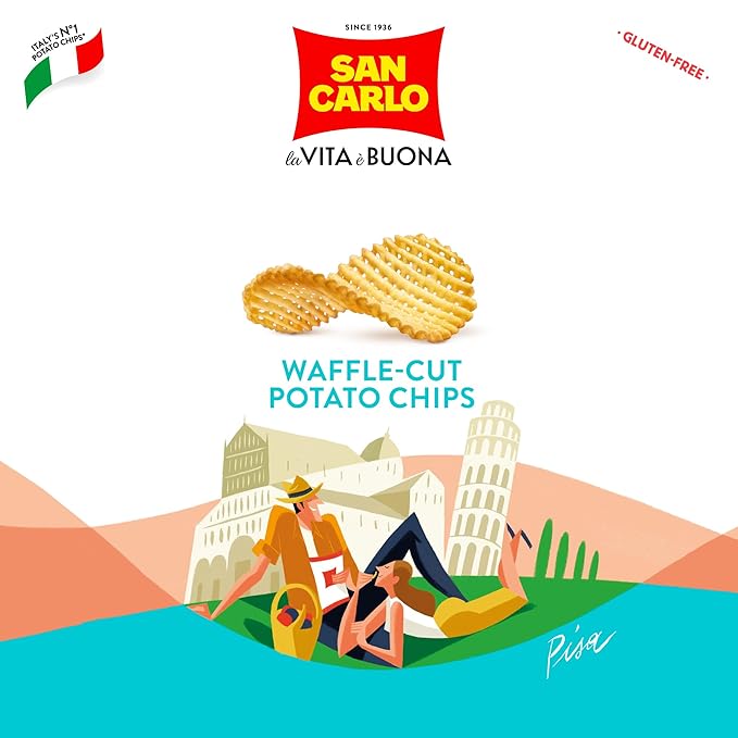 San Carlo Multi Pack 5X Waffle n°1 Italian Potato Chips - 100gr - for Snacking Bliss
