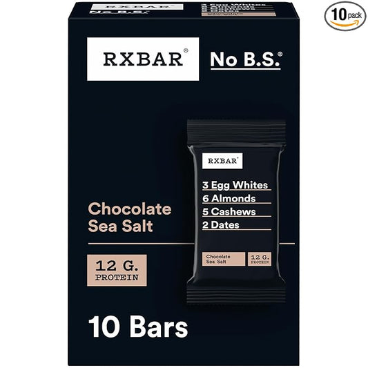 RXBAR Protein Bars, Protein Snack, Snack Bars, Chocolate Sea Salt, 18.3oz Box (10 Count)