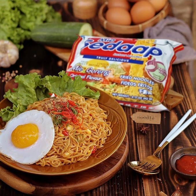 Mi Sedaap Mi Goreng Instant Stir Fry Noodles (Pack of 5) Original Flavor Asian Noodles – Halal Certified