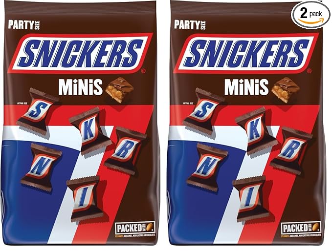 SNICKERS Minis Size Milk Chocolate Candy Bar Bulk Assortment, 35.6 oz Bag (Pack of 2)