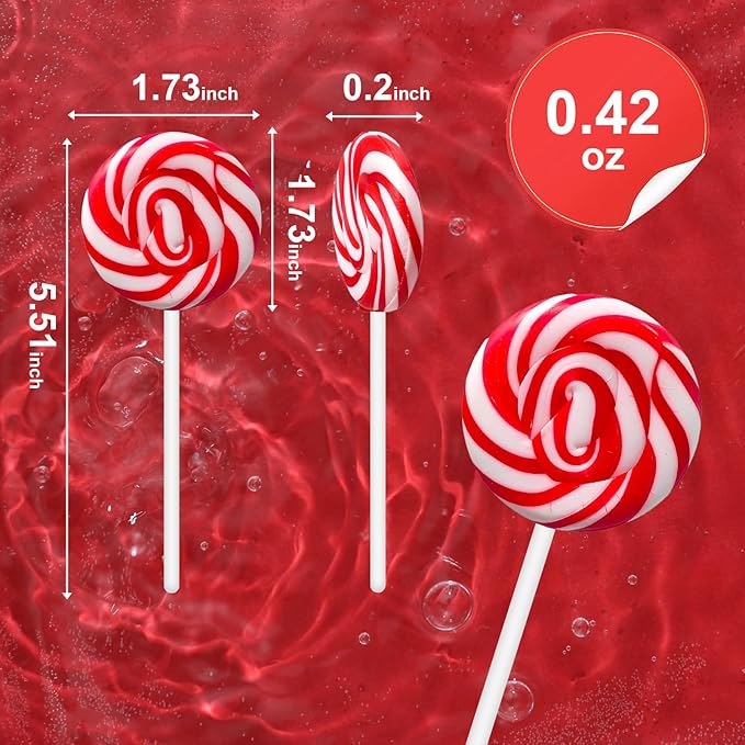 32 Pack Cranberry Red Twisty & Swirl Lollipops, Valentine's Day Swirl Lollipop Candies Individually Wrapped Bulk, Red Candy Lollipops Suckers for Birthday & Candy Buffet