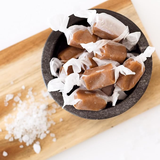 Taras Gourmet Sea Salt Caramels | All Natural Candy | Creamy & Individually Wrapped with Real Butter (20 oz)