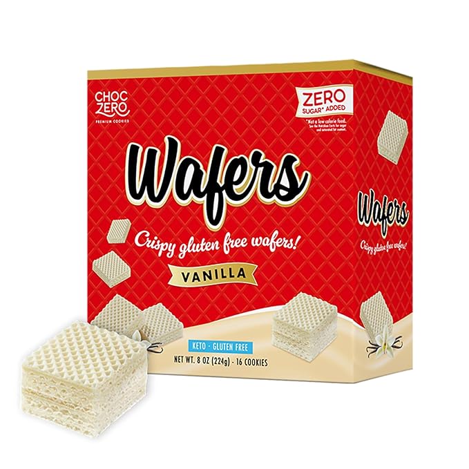 ChocZero Vanilla Wafer Cookies – No Added Sugar, Keto Friendly, Low Carb Cookies with No Sugar Alcohols, Gluten Free & Individually Wrapped – 8 oz Box