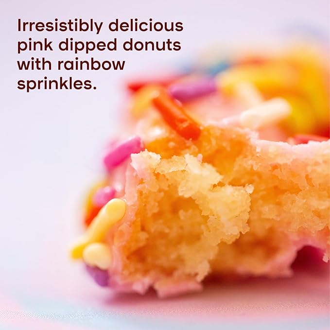 Donutful Pink Sprinkle Dipped Mini Donuts – Baked Not Fried, Less Sugar, Nothing Artificial, Non-GMO, Individually Wrapped Snack Packs (30 Donuts/Box)