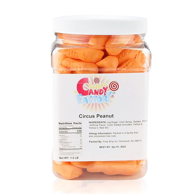 Sarah's Candy Factory Circus Peanuts Marshmallow | Spangler Retro Candy in Jar, 1.5 Lbs