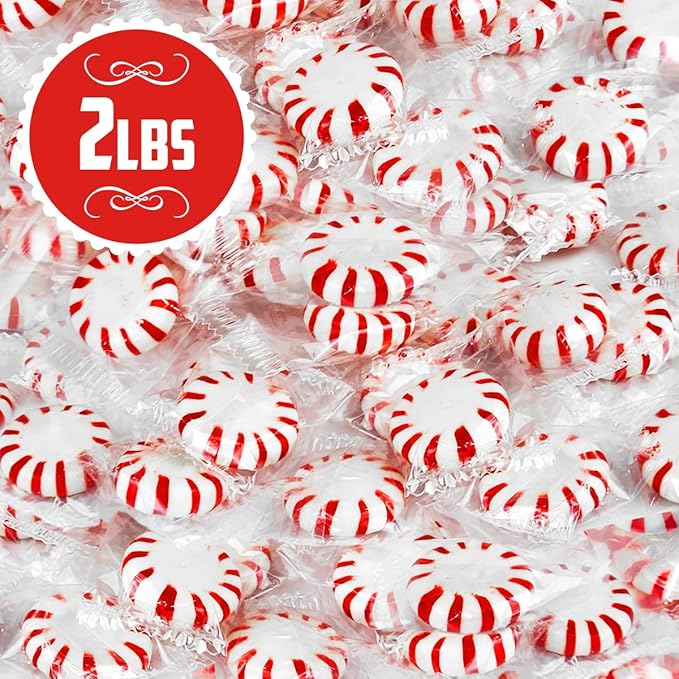 Starlight Peppermints Individually Wrapped Candy, 2 Pound Bulk Pack, Sweets for On the Go Refreshment, Perfect Peppermint Candy for Office.