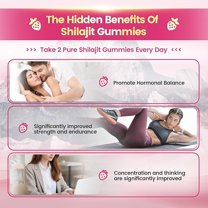 VivoNu Shilajit for Women, Contains Tongkat Ali, Ashwagandha*, Ginger, Saffron for hormonal* Balance & Energy | Tasty Shilajit Strawberry Flavor with Pure Himalayans Shilajitn* (1 Bag)