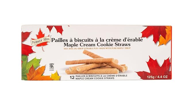 Turkey Hill Sugarbush Maple Cream Cookie Straws, Pure Maple Syrup Infused Snack, 125g/4.4 oz
