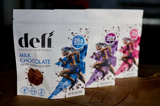 DEFI Milk Chocolate Crispy Superfood High-Protein Bites – 26g of Protein per Serving, Gluten-Free, Non-GMO, Kosher – Ideal On-the-Go Snack for Active Lifestyles