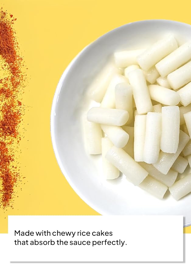 Korean Food Cooktok Tteokbokki sauce and rice cake Spicy Carbonara, Stovetop Cooking (3packs, 1 Serving per Pack) | All in one, Rice Cakes and Seasoning Powders | Easy and Quick, Ready to Cook 추억의 국민학교 떡볶이
