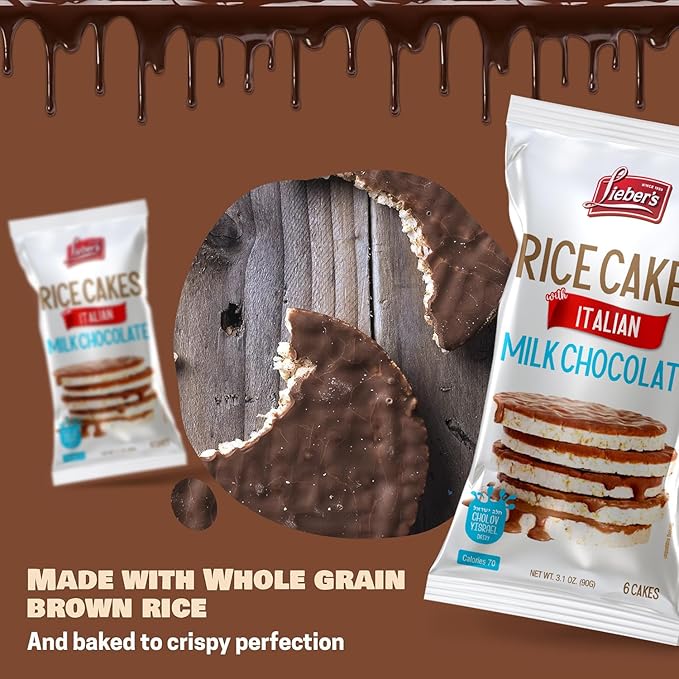 LIEBERS Milk Chocolate Rice Cakes, Kosher Certified Dairy, Gluten Free Snack (pack of 8) (Milk Chocolate)…