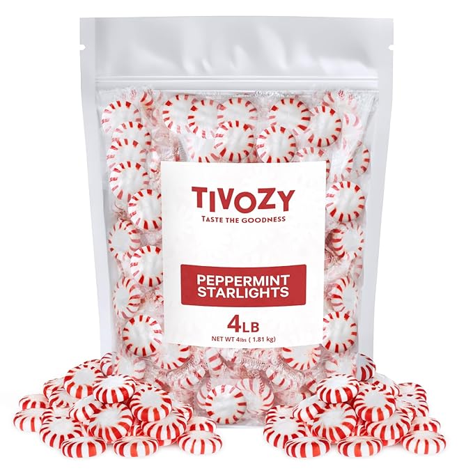 Starlight Peppermints Individually Wrapped Candy, 4 Pound Bulk Pack, Sweets for On the Go Refreshment, Perfect Peppermint Candy for Office.