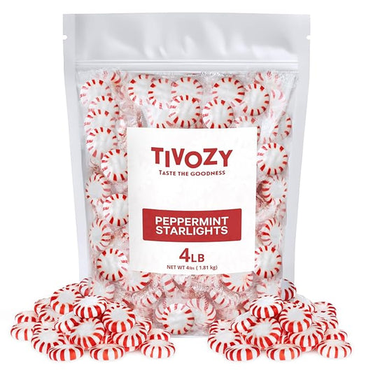 Starlight Peppermints Individually Wrapped Candy, 4 Pound Bulk Pack, Sweets for On the Go Refreshment, Perfect Peppermint Candy for Office.