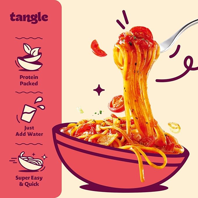 Samyang Tangle Chunky Tomato Pasta | Instant Pasta | Mukbang | 15g of Protein | Linguine | 6g of Fiber | Chick Pea based | Easy Prep | Convenient | 4 Pack