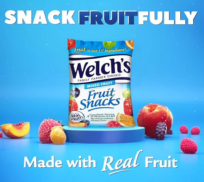 Welch's Fruit Snacks, Mixed Fruit, Perfect Halloween Candy Bulk Pack, Gluten Free, Individual Single Serve Bags, 0.8 oz (Pack of 200)