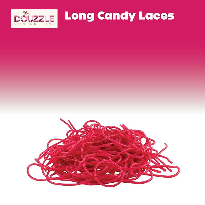 DOUzzle Valentines Day Sweet Treats, Lasso Red Licorice Laces, Candy Ropes Shoe Strings, Strawberry Flavored (3.5 OZ - 1 Pack) Goodie Bag Stuffer, Pinata Filler - Kosher Parve