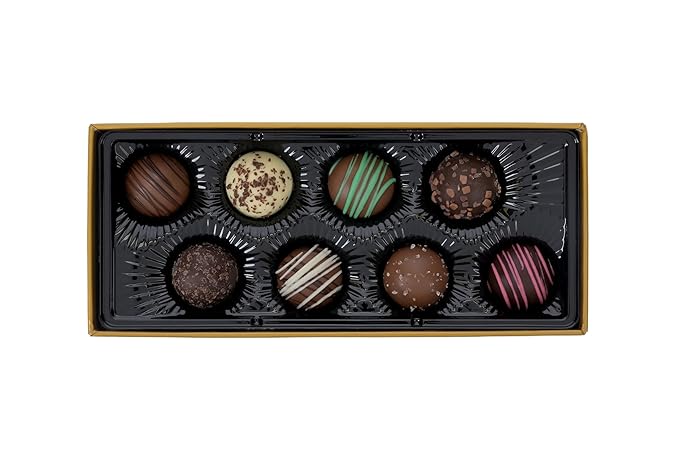 CRAVINGS BY ZOE Valentines Day and Birthday Chocolate Truffles Gift Box | 8 Count | Assorted Gourmet Milk & Dark Chocolate Candy Food Gift Basket Anniversary, Get Well, Holiday, Thank You Men Women Mom Her