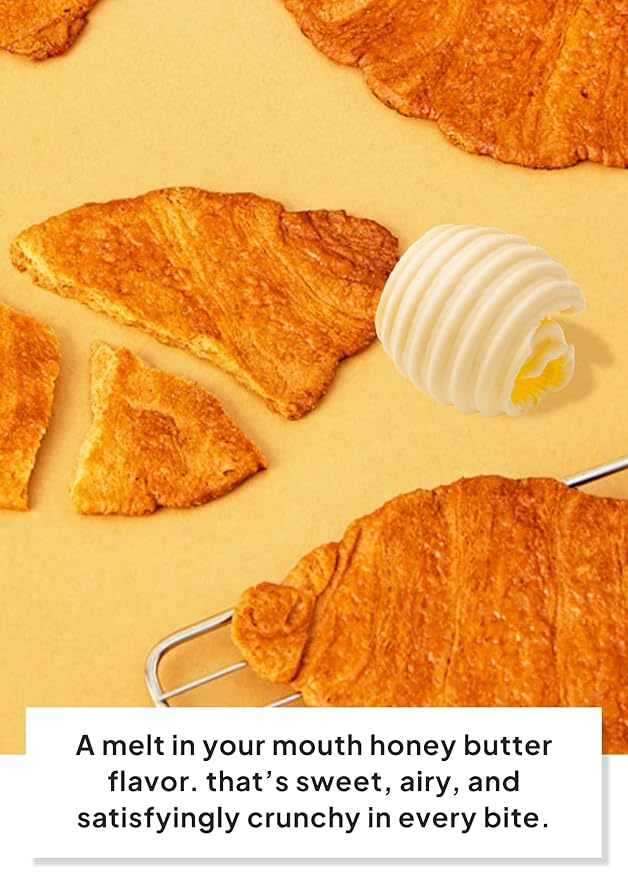 Korean Food Flat Croissant Snack – Honey Butter Flavor | 10 Individually Wrapped Packs per Box, Crispy Layered Pastry Chips, Shelf-Stable Korean Snack