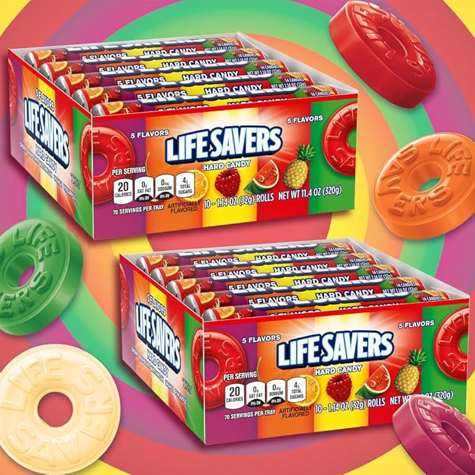 LIFE SAVERS 5 Flavors Hard Candy Bulk Pack, 1.14 oz Roll (Pack of 20)