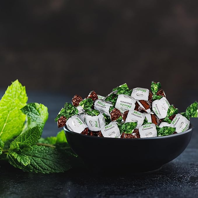 Bulk Chocolate Filled Mint Candy 2 Pound Christmas Candies - Approx. 165 Pieces Individually Wrapped Hard Mints Candies with Smooth Chocolate Center For Office, Parties & Treats