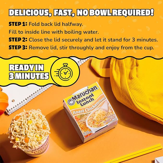 Maruchan Instant Lunch Roast Chicken Flavor, 2.25 Oz, Pack of 12