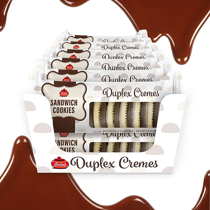 Carley's Sandwich Cookies, Duplex Chocolate & Vanilla Creme, Perfect Lunch Box or On-the-Go Snacks, Dessert Sweets, Snack Food Gifts, Kosher, Sweet Treats, Nut-Free, 3.5 Oz Snack Packs, Pack of 12