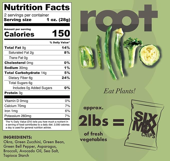 Root Foods SixMix Chips, Natural Veggie Snack, Non-GMO Vegetable Crisps, Good for Adults, Kids, Vegan, Gluten Free, Halal (SixMix)