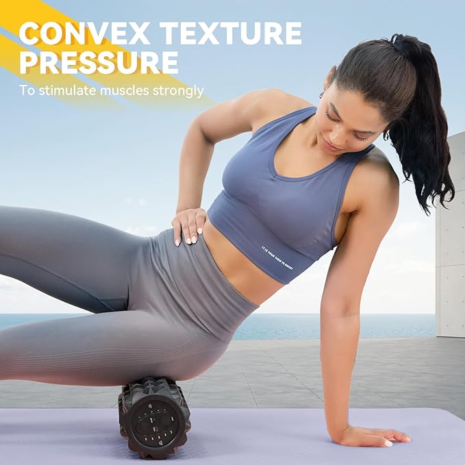 LTHTRADE Vibrating Foam Roller, High Density Massage Muscle Roller Back Roller Foam for Back Pain Relief & Muscle Recovery and Physical Therapy, 5-Speed Rechargeable Exercise Roller, 2 Modes