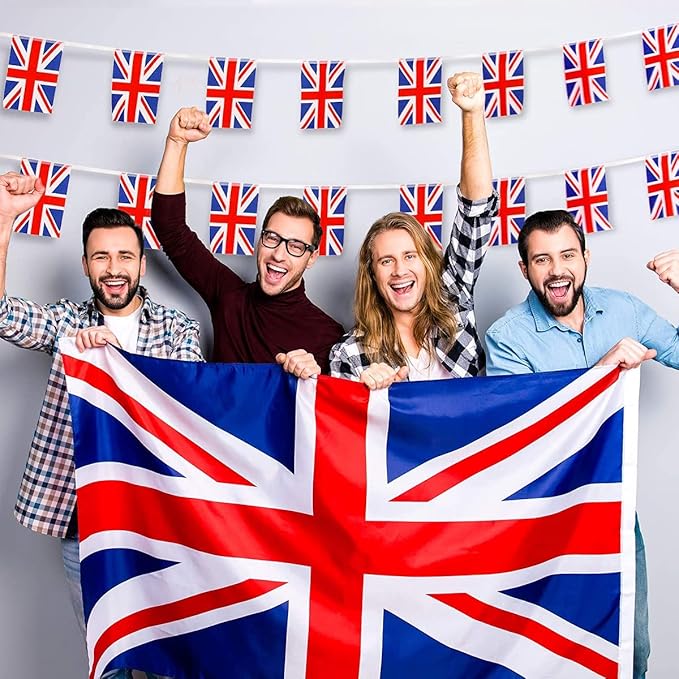 AhfuLife British Flags 3x5 Ft, Union Jack Flags for Outside - Double Side with Brass Eyelets United Kingdom Flag for Olympic Party Decorations, Bar Garden Street Decoration Indoor Outdoor