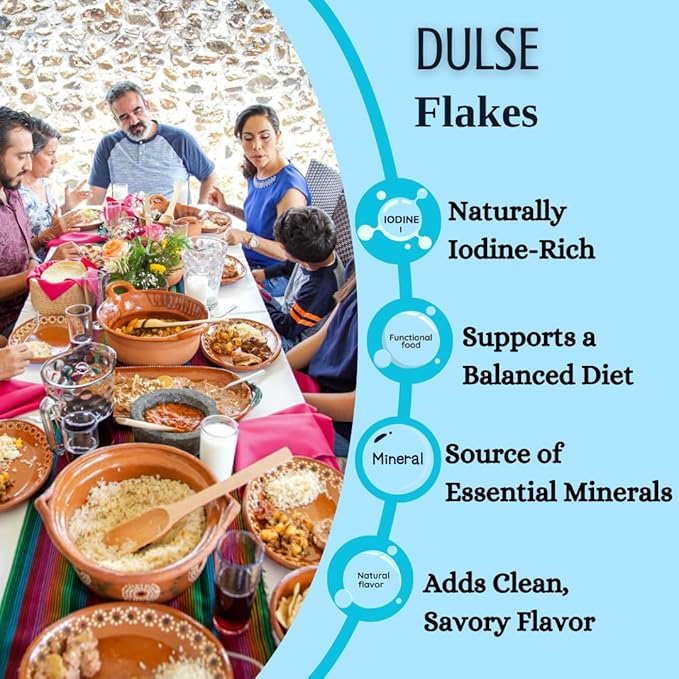 Aqua Veggies Organic Atlantic Dulse Flakes Large 2 Oz, Hand-Harvested, Sun-Dried Bay of Fundy, Excellent Source of Vitamins B6, B12, Iron, Iodine, Protein, Calcium and Fibre (Dulse Flake 56 Grams)