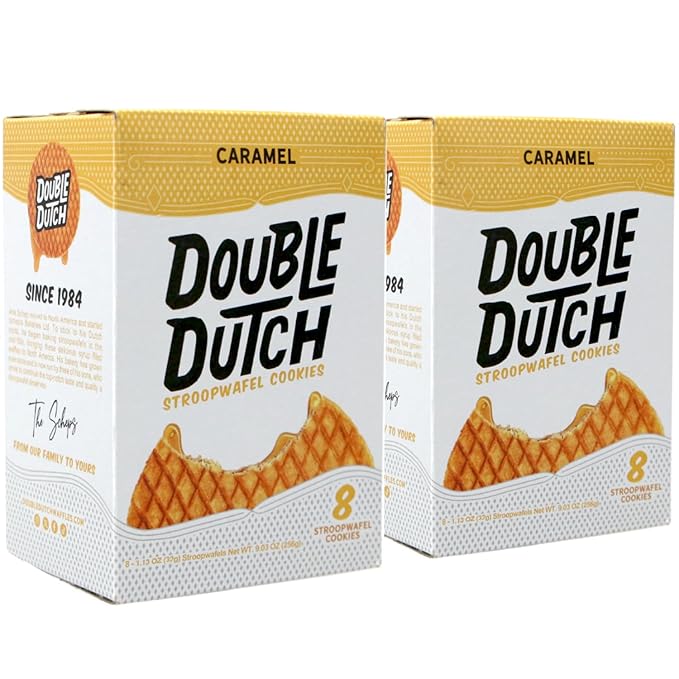 Double Dutch Stroopwafel Cookies – 2 Pack – 16 Waffles – Caramel, Blueberry, Vanilla, Chocolate Salted Caramel (16 Count, Caramel)