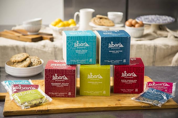 Eban’s Fresh Baked Gluten-Free Cookies - 24 Large Cookies (2 Boxes of 12) - Soft and Chewy, Individually Wrapped, Gourmet, Preservative Free, Non-GMO (Crispy Pecan Shortbread)