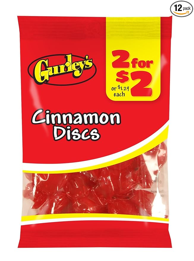 Gurley's Cinnamon Discs, Spicy Hard Candy, Sweet Heat Pinata Candy (Pack of 12)