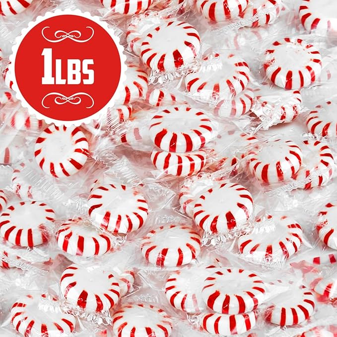 Starlight Peppermints Individually Wrapped Candy, 1 Pound Bulk Pack, Sweets for On the Go Refreshment, Perfect Peppermint Candy for Office.