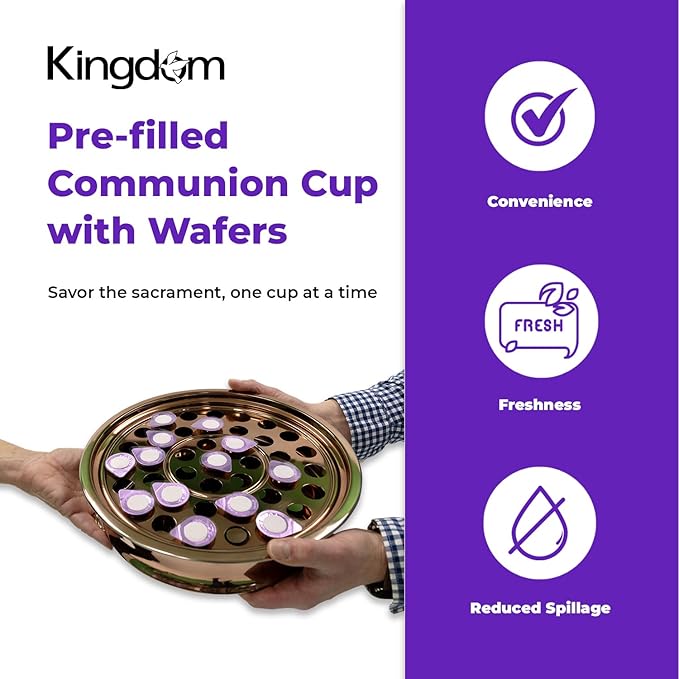Kingdom Prefilled Communion Cup with Wafers(50ct-Red Juice) Sealed in a Single-Serving Container with Upto 1 Year Shelf Life, Perfect for Holy Eucharist Celebration in Hospitals,Summer Camps,and More