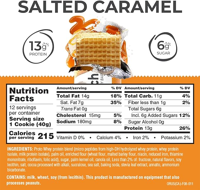 Power Crunch Protein Wafer Bars, High Protein Snacks with Delicious Taste, Salted Caramel, 1.4 Ounce (12 Count)