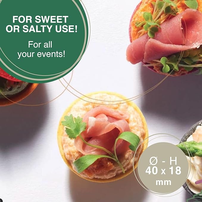 CROC'IN - Neutral Tartlets Shells - Edible Appetizer or Dessert Cups - Mini Pastry Cases - Artisanal Confection - 240 pieces